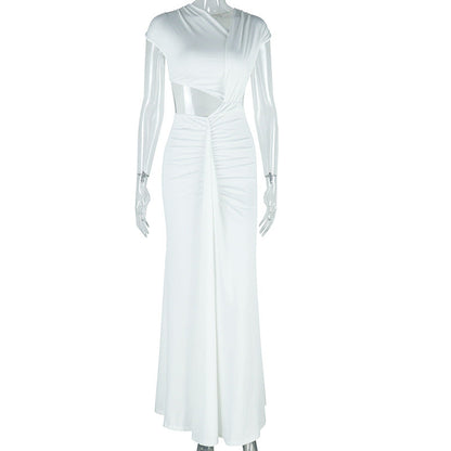 Trendy Solid Color Sleeveless Fish Tail Dress