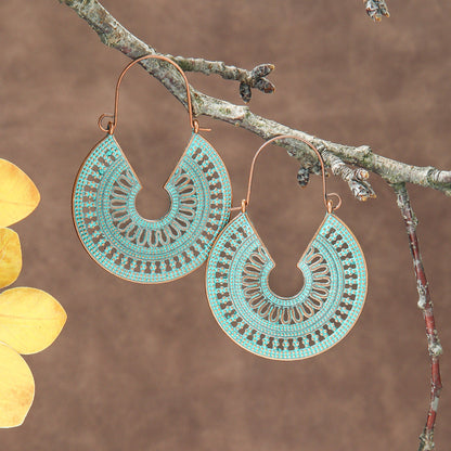 Bohemian Vintage Long Tassel Earrings Floral Design Zinc Alloy Jewelry