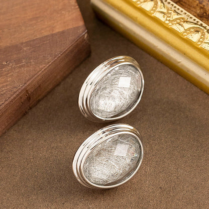 Geometric Oval Resin Earrings With 925 Silver Posts - Fashionable Luxury For Women
