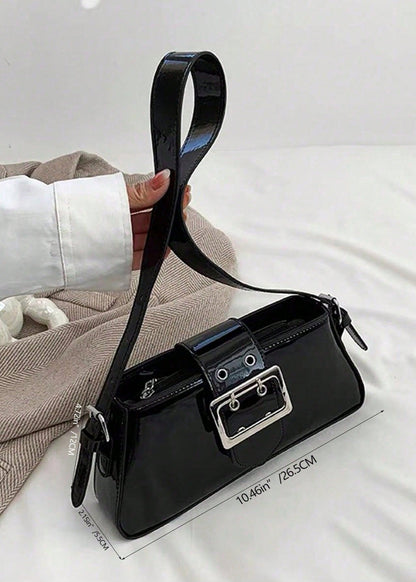 Patent Leather Bag With Glossy Buckle Detail