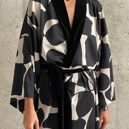 Contrast Color Print Homewear Dress