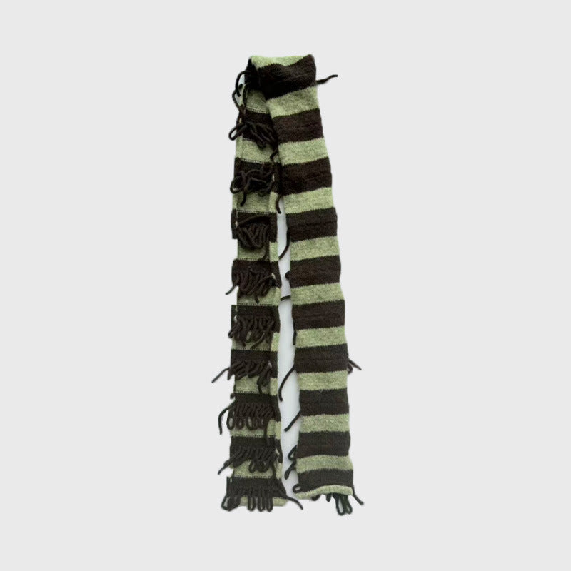 Handcrafted Striped Wool Blend Scarf for Women