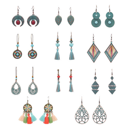 Geometric Handmade Tassel Earrings Retro Bohemian Accessories