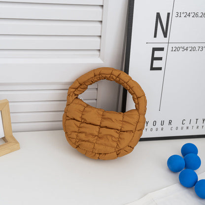 Mini Cloud Bag with Ruching Stylish Nylon Tote