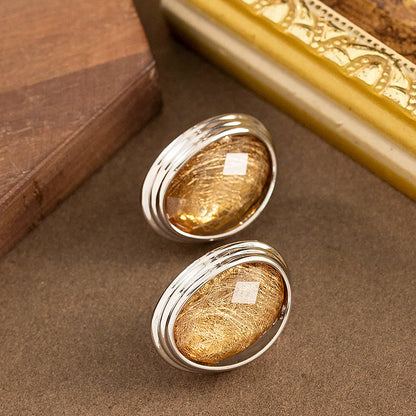 Geometric Oval Resin Earrings With 925 Silver Posts - Fashionable Luxury For Women