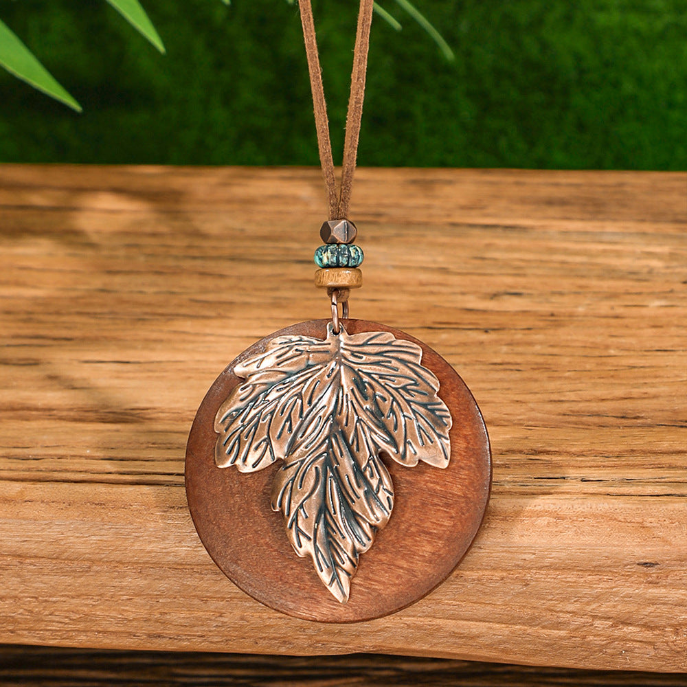 Trendy Bohemian Leaf Pendant Necklace Zinc Alloy