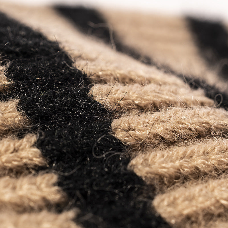 Winter Striped Beanie Cuff Warm Knitted Hat
