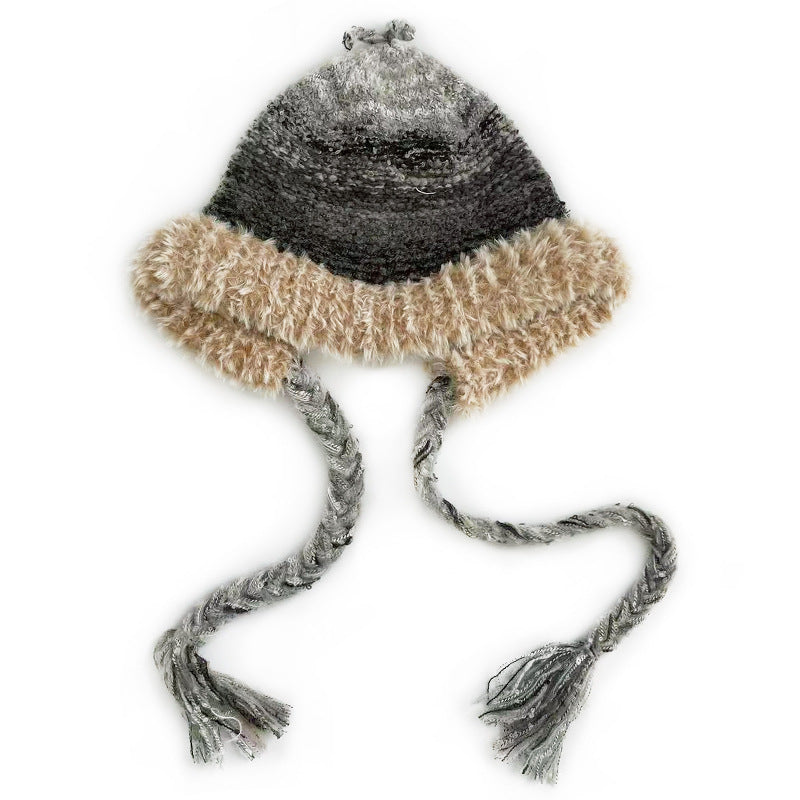 Haila - Colorful Stripes Knitted Beanie with Earflaps