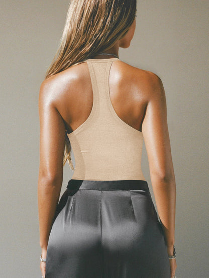 Heart Cutout Sleeveless Cropped Top Trendy Casual Blouse