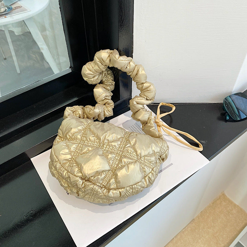 Trendy Ruffled Nylon Cloud Bag Stylish Casual Crossbody
