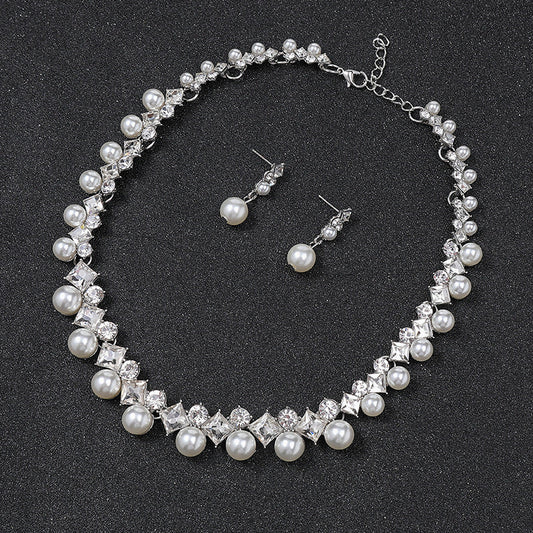 Trendy Pearl Gemstone Necklace Set for Women