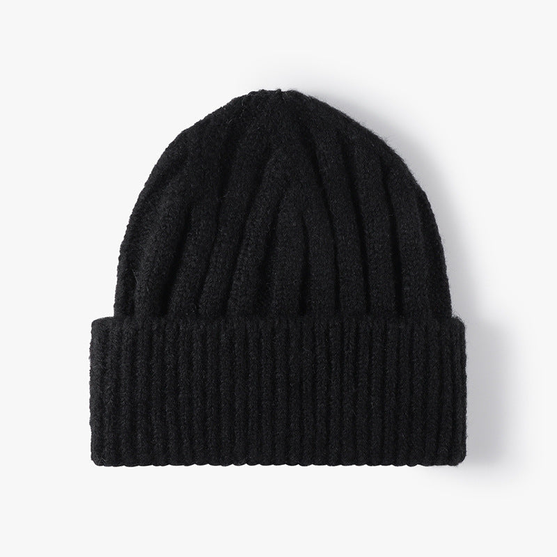 Fuzzy Ribbed Beanie Knitted Warm Winter Hat