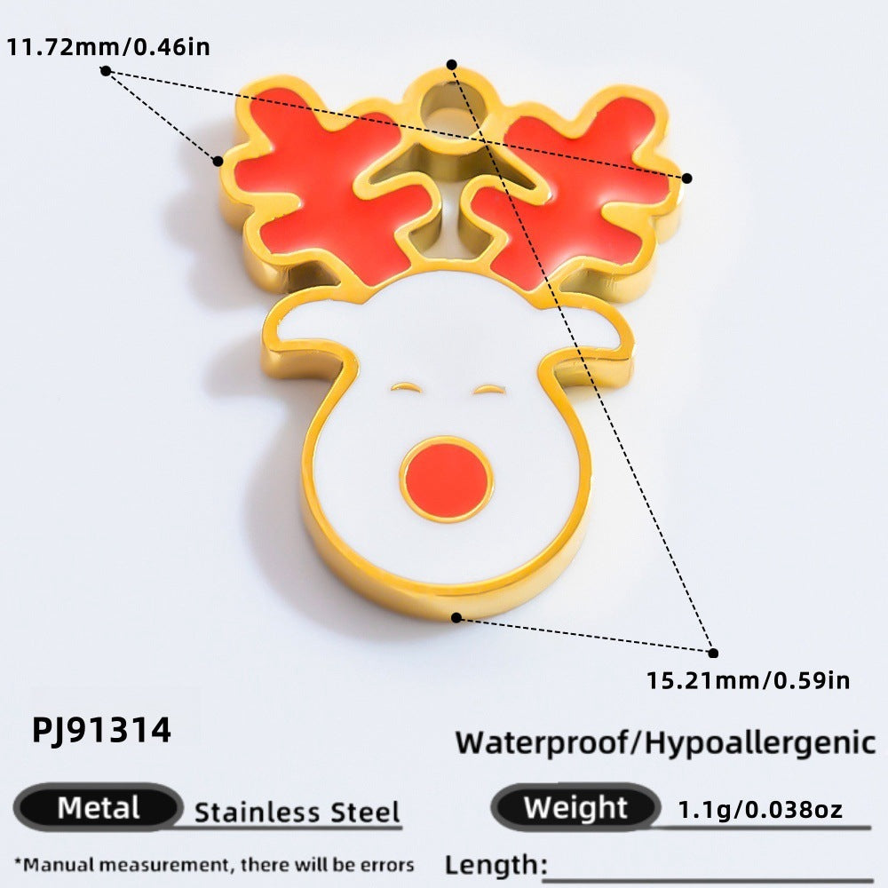 DIY Christmas-Themed 18K Gold-Plated Stainless Steel Pendant Accessories