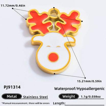 DIY Christmas-Themed 18K Gold-Plated Stainless Steel Pendant Accessories