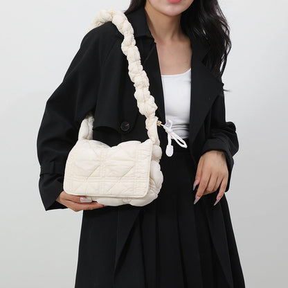 Trendy Cloud Shoulder Bag Wrinkled Nylon Crossbody Bag