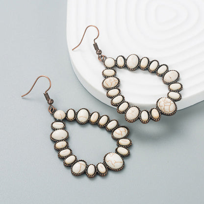 Geometric Turquoise Alloy Statement Earrings