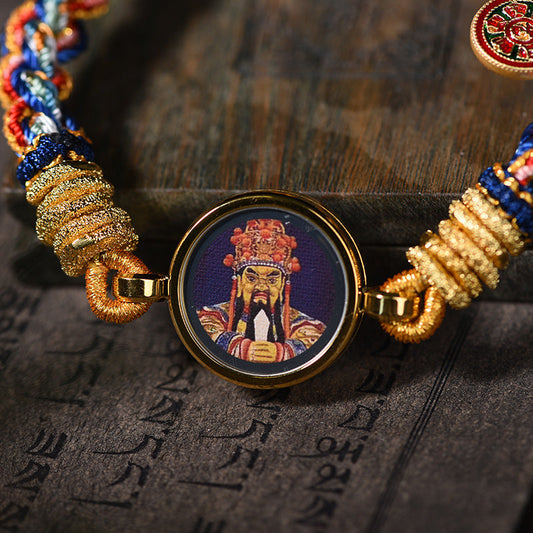Hand-Woven Tibetan Famous Style Zakiram Thangka God Of Wealth Hand Rope Men'S And Women'S Bracelets Retro