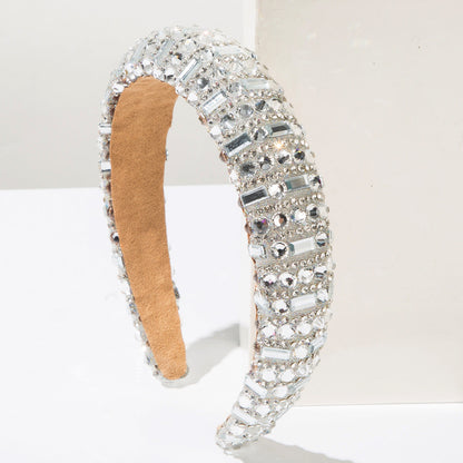 Fashionable Rhinestone Hairband with High Crown Sponge Design