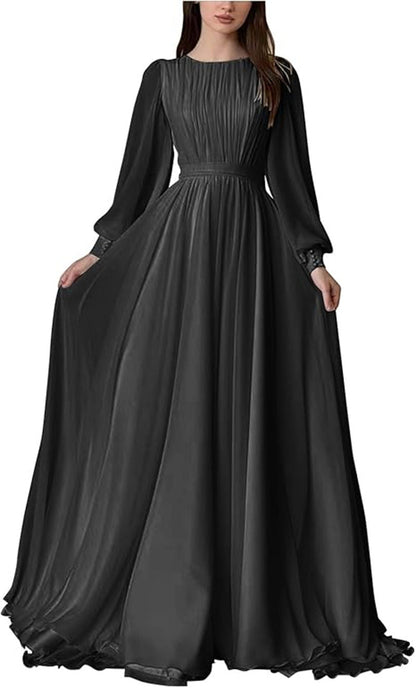 Elegant Long Sleeve A-Line Dress In White