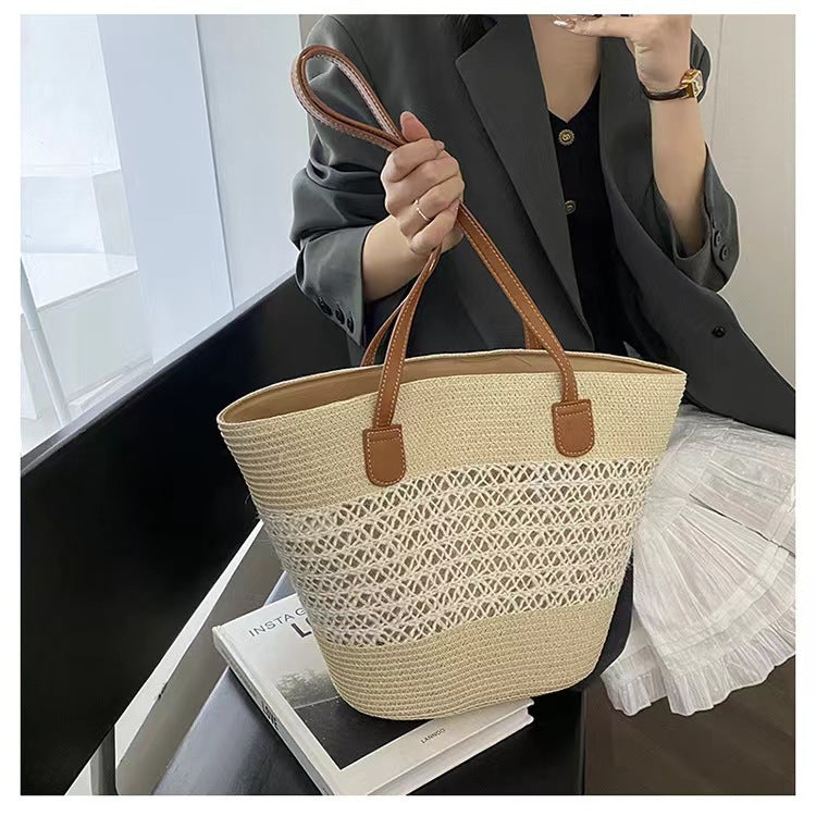 Women's Summer Straw Tote Bag Large Capacity Woven Shoulder Bag