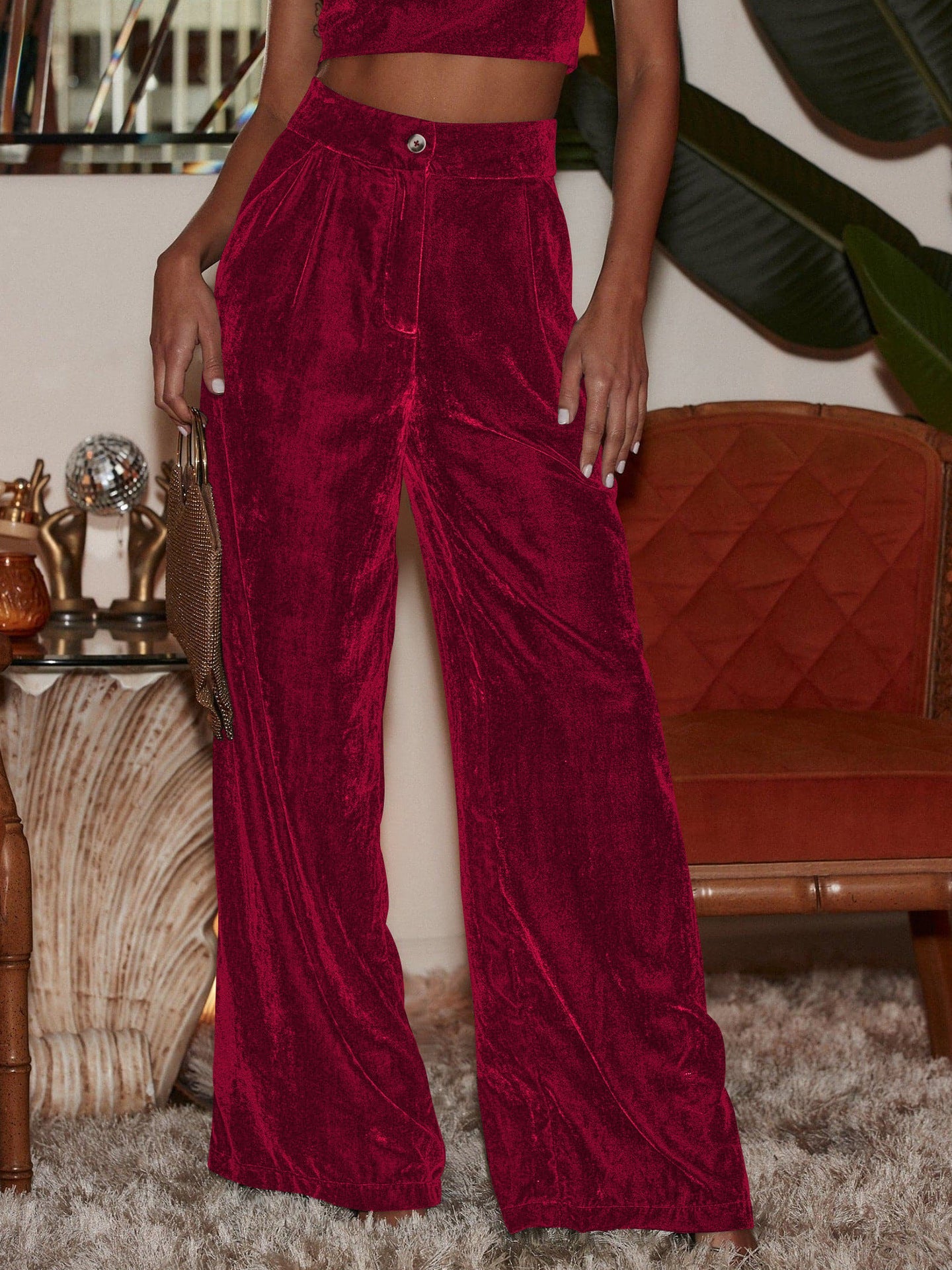 Elegant Loose-Fit Wide-Leg Pants with Buttons for Chic Office Style