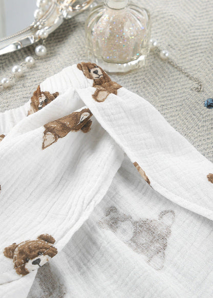 Two Piece Lounge Set Soft Gauze Fabric White
