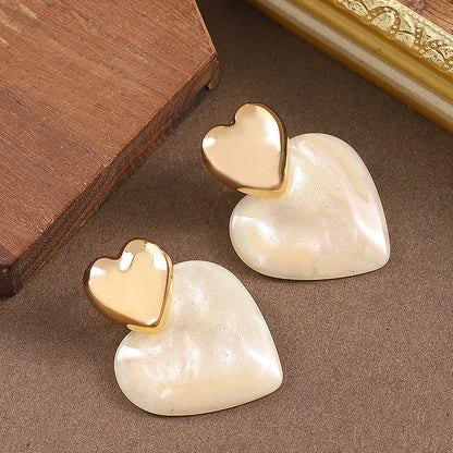 Trendy Heart-Shaped Earrings With Watercolor Design