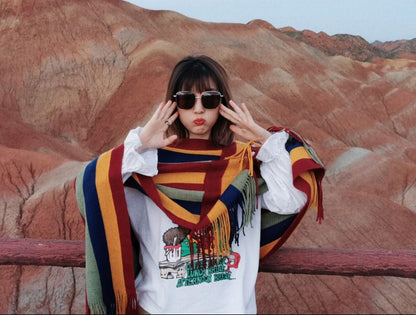 Tibet Travel Pullover Sweater Warm Knit  Ethnic Cape
