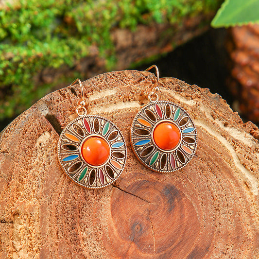 Bohemian Style Round Drop Earrings Geometric Alloy Jewelry