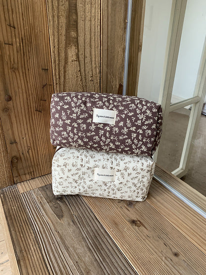 French Floral Makeup Organizer Bag Portable Travel Cosmetic Case