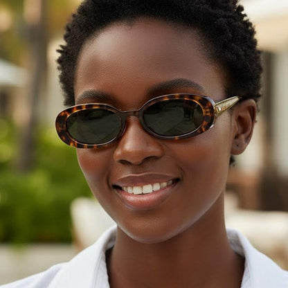 Trendy Oval Sunglasses UV400 Protection for Outdoor Fashion