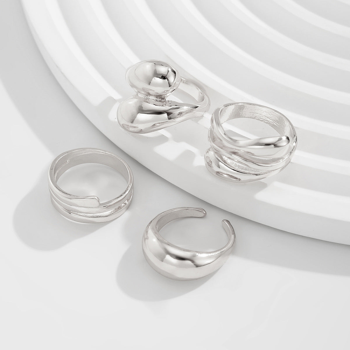 Exaggerated Irregular Glossy Bangle Bracelet Set