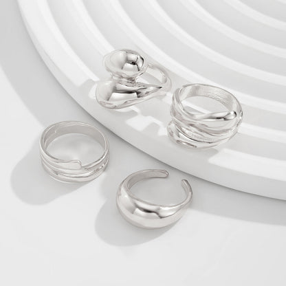 Exaggerated Irregular Glossy Bangle Bracelet Set
