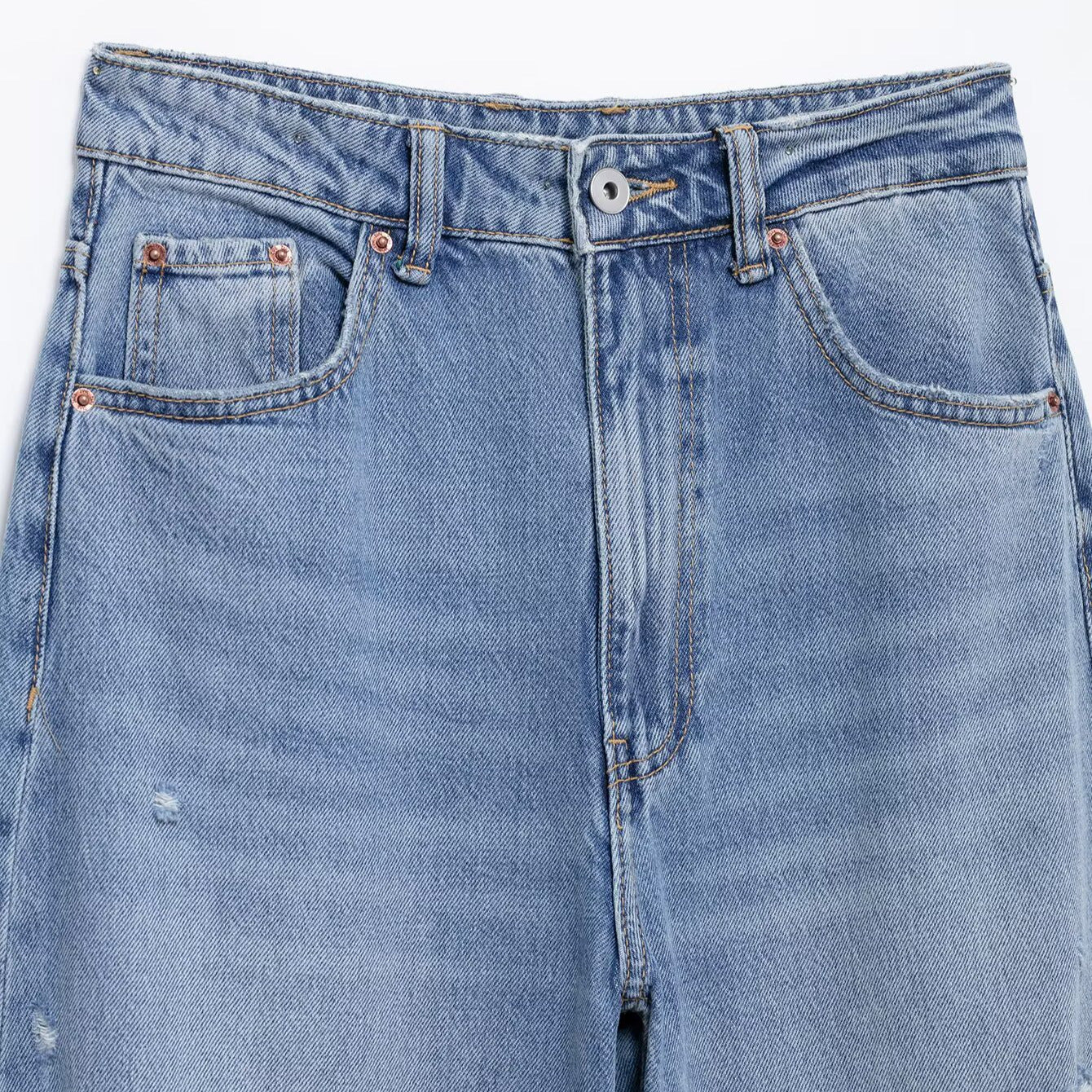 Casual Distressed Loose Mid Rise Jeans