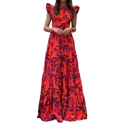 Floral Print Ruffle Sleeve Maxi Dress Elegant Everyday Wear