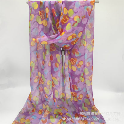 Scarvii - Chiffon Scarf with Coin Circle Print