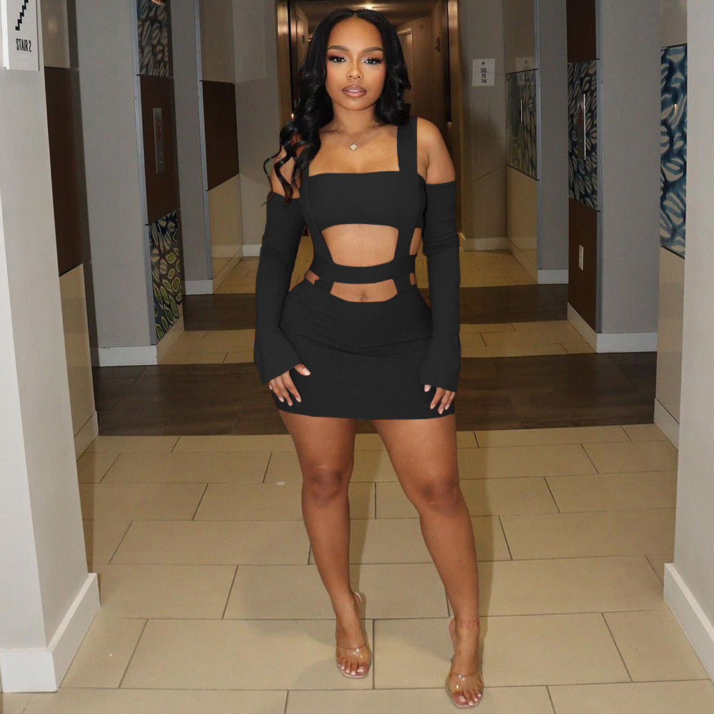 Sexy Hollow Backless Bodycon Mini Dress