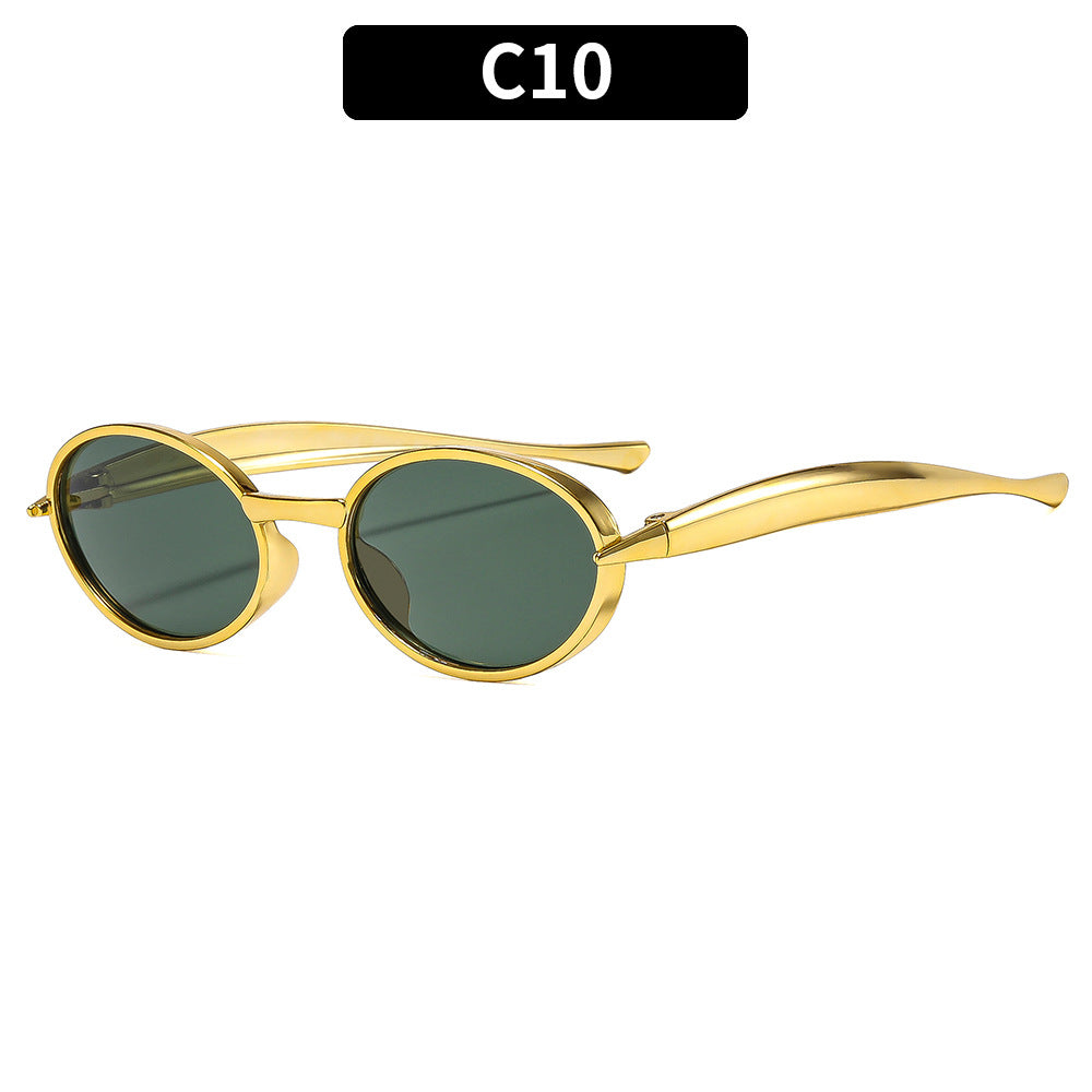Trendy Oval Frame Sunglasses UV400 Protection for Outdoor Activities