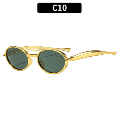 Trendy Oval Frame Sunglasses UV400 Protection for Outdoor Activities