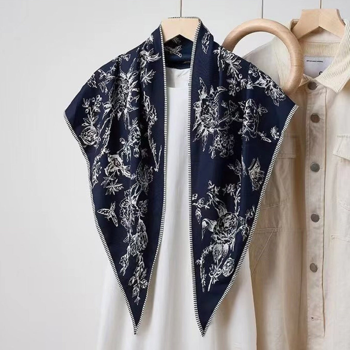 Vintage Polka Dot Triangle Silk Scarf