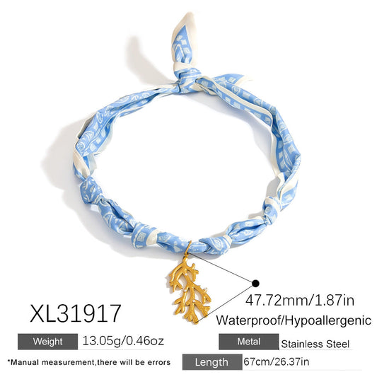 Stainless Steel Scarf Necklace with Fruit and Animal Pendants