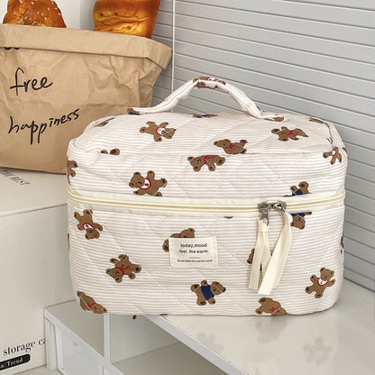 Cute Striped Bear Cosmetic Travel Organizer Bag