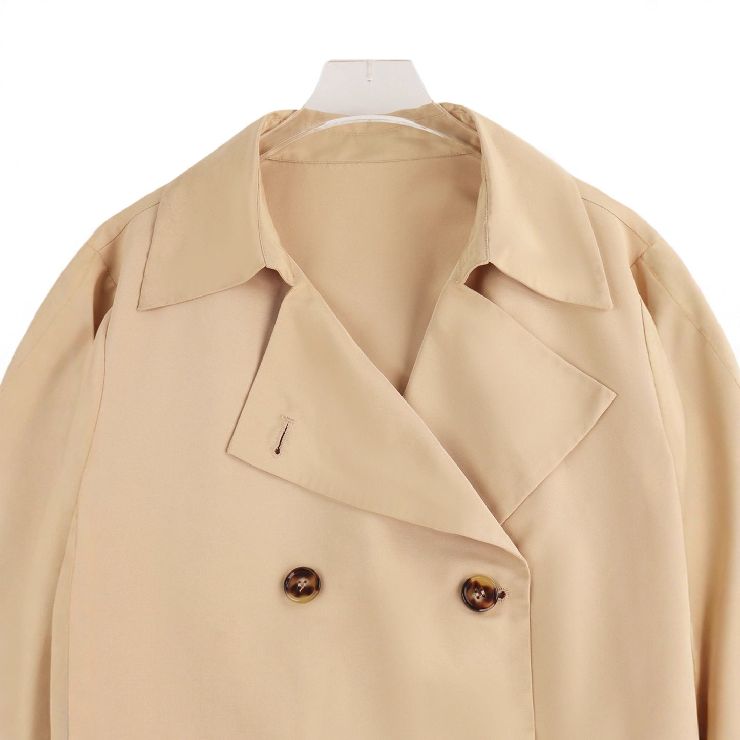 Women'S Double-Breasted Khaki Long Trench Coat