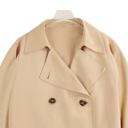 Women'S Double-Breasted Khaki Long Trench Coat