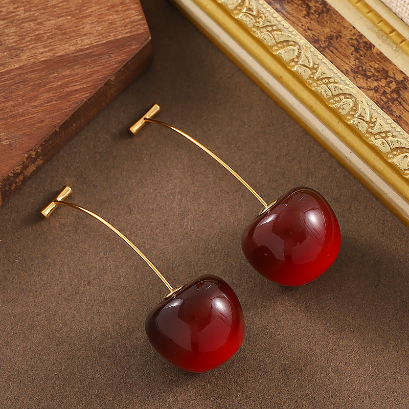 Cherry Fruit Earrings 16K Gold Plated Jewelry Stylish And Chic