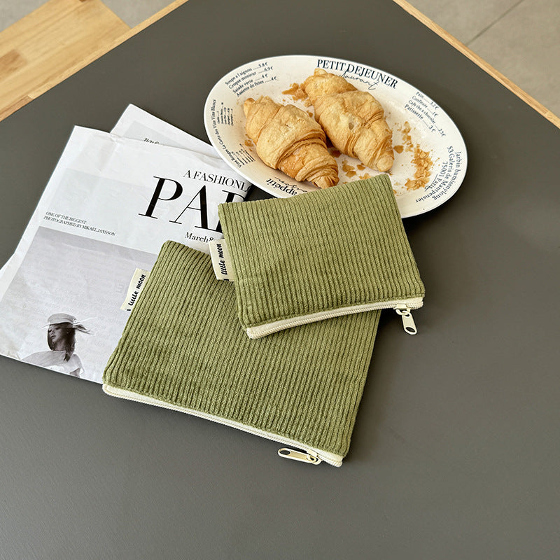 Corduroy Makeup Bag Mini Portable Storage Pouch
