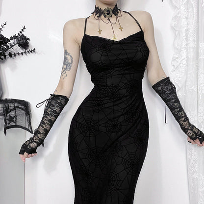 Spider Web Backless Summer Dress Sexy V-Neck