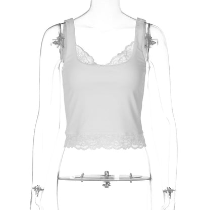Trendy Sexy Lace-Trimmed Crop Top for Stylish Women