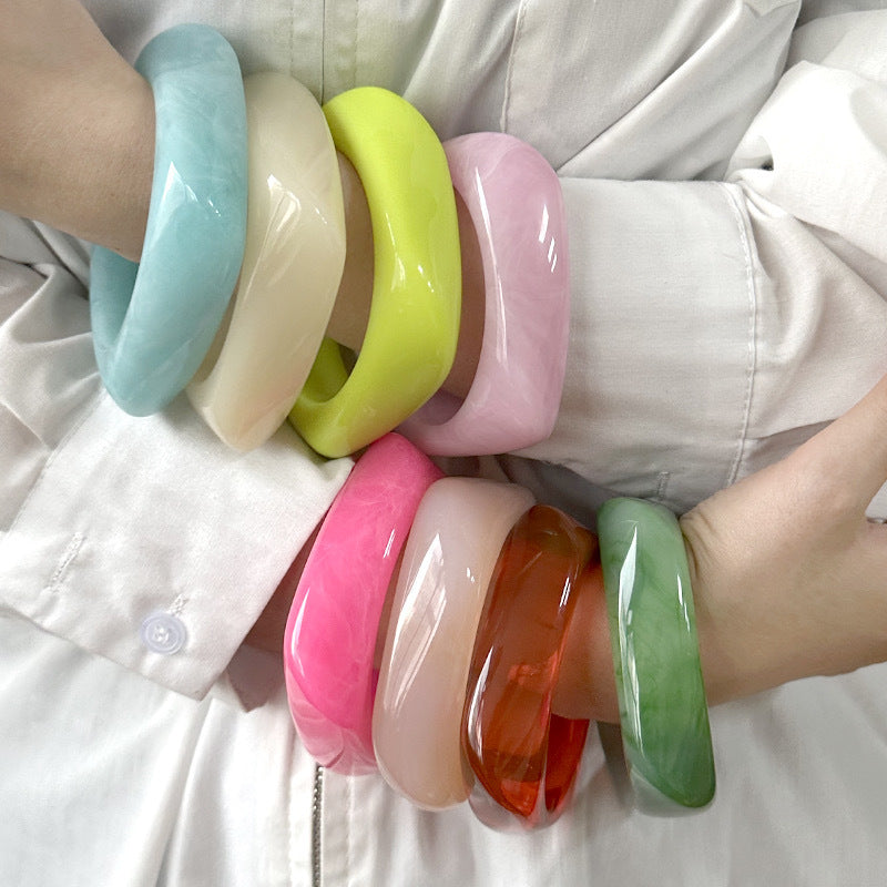 Multicolor Irregular Square Acrylic Bracelets