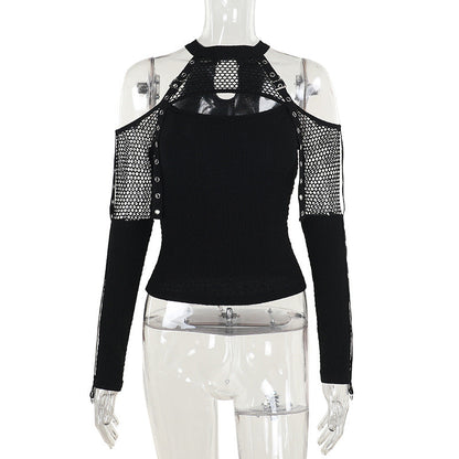 Sexy Shoulder Cutout Long Sleeve Top Women's Street Style Fashion